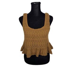 House Of Harlow 1960 Brown Crochet Cropped Tank Top  - Women’s M